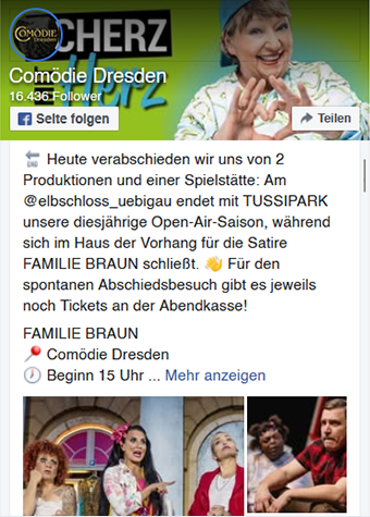 Comödie Dresden auf Facebook